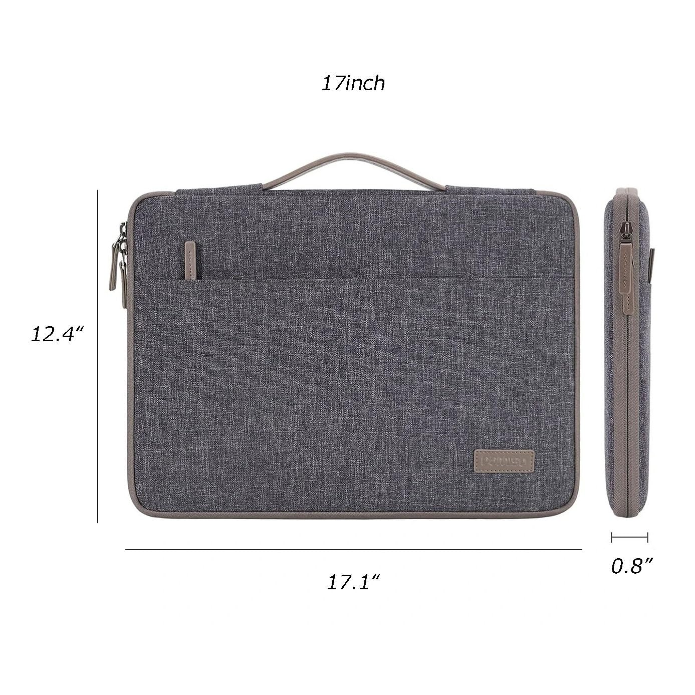 Torba na laptopa o przekątnej ekranu 15,6", etui na laptopa 17", aktówka, wodoodporna torba, przenośna ochrona do noszenia z uchwytem, aktówka (brązowa, 17 cali)