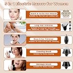 Razors électriques pour femmes, 7D Shaver électrique pour les femmes, 5-IN-1 Lady Shaver, Bikini Trimmer humide / sec, Enlèvement des cheveux faciaux rechargeables, Femmes sans douleur Rasoirs électriques Rasoir pour les bras jambes Armpit Pubic Area