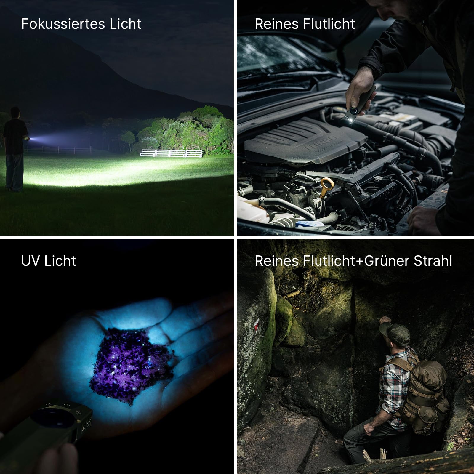 OLIGHT ArkPro Ultra led Taschenlampe mit UV Licht und Grünlicht, 1700 Lumen, robuster flache Taschenlampe mit reinweißem Licht, Magnetischer oder USB-C Anschluss für Outdoor, IPX7 Wasserdicht, OD Grün