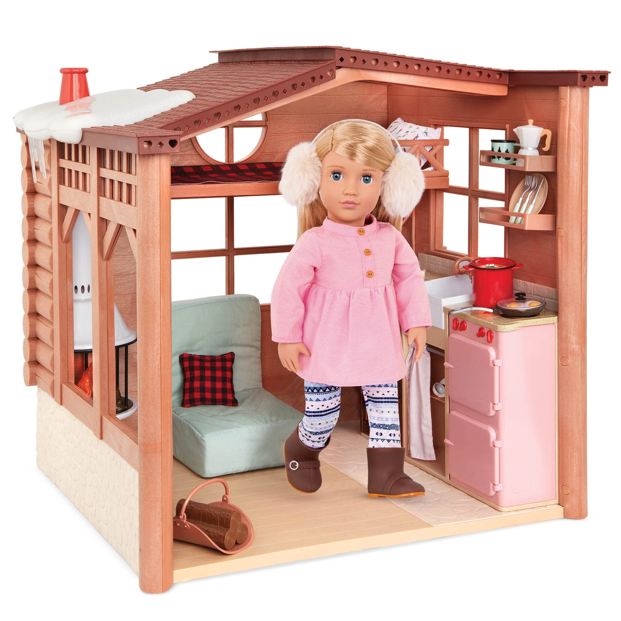 Our Generation - Cozy Cabin 46 cm Doll House - Winter Doll Accessories for Kids Ages 3 and Up, BD37961Z