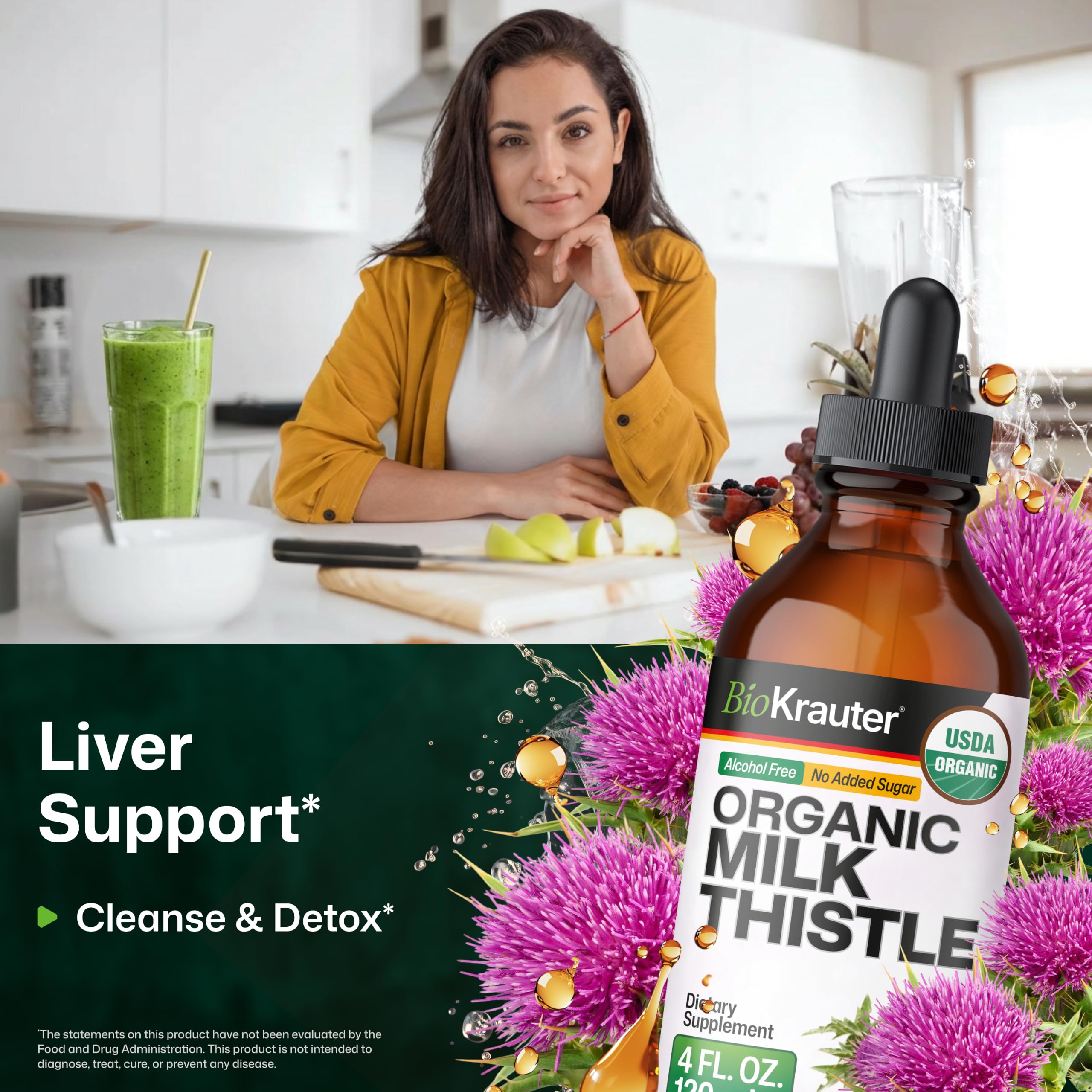 USDA Organic Milk Thistle Extract for Liver Support & Antioxidant - 4 Fl.Oz — Amazon image 2