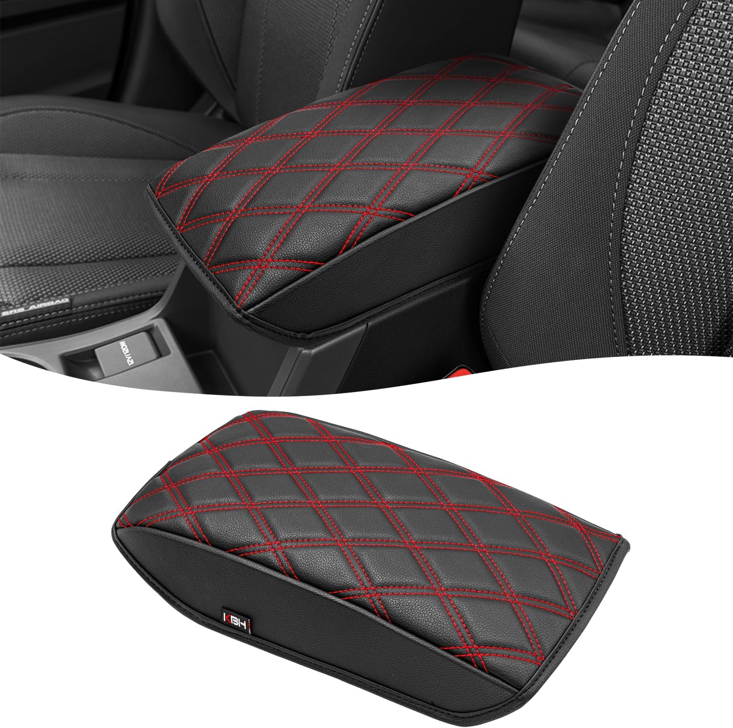 KBH Center Console Armrest Cover for Subaru Impreza, Crosstrek 2024 2025 2026, PU Leather Arm Rest Cover for Car, Interior Accessories, Cushiony Pad, Black