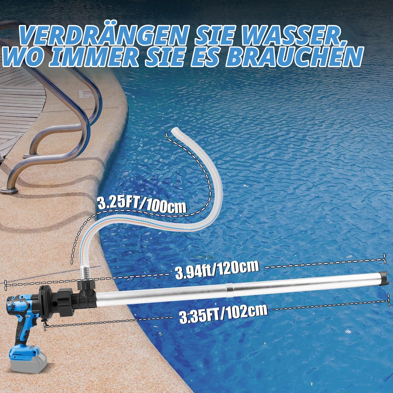 Regenfasspumpe für Makita 18V,Bürstenlon kompakt 10000 U/min mit 2 Geschwindigkeiten,Tragbare umpfpumpe mit 3/4" Auslass 791 GPH, für Pool/Garten/Teich/Wohnmobil/Boot (ohne Akku)