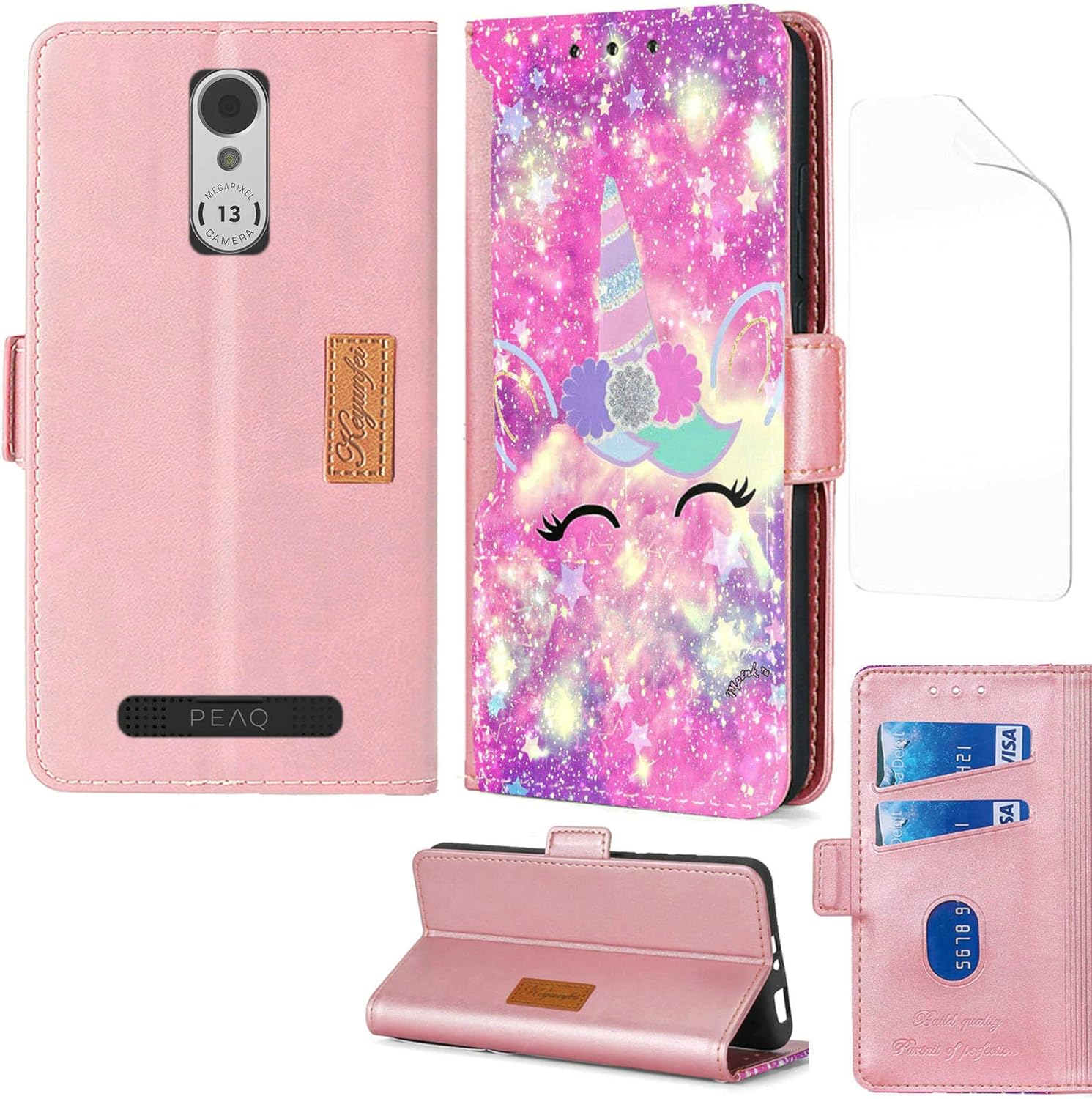 Flip Case Compatible for Peaq PSP 400 Case + Film Soft TPU Screen Protector Phone Case Stand Cover CPT-DJS