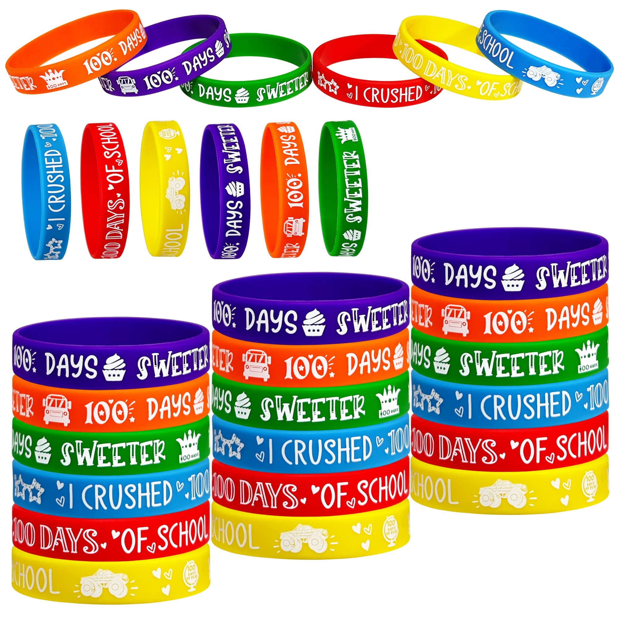 Buy 100th Day of School Rubber Bracelets Party Favors 100 Days of