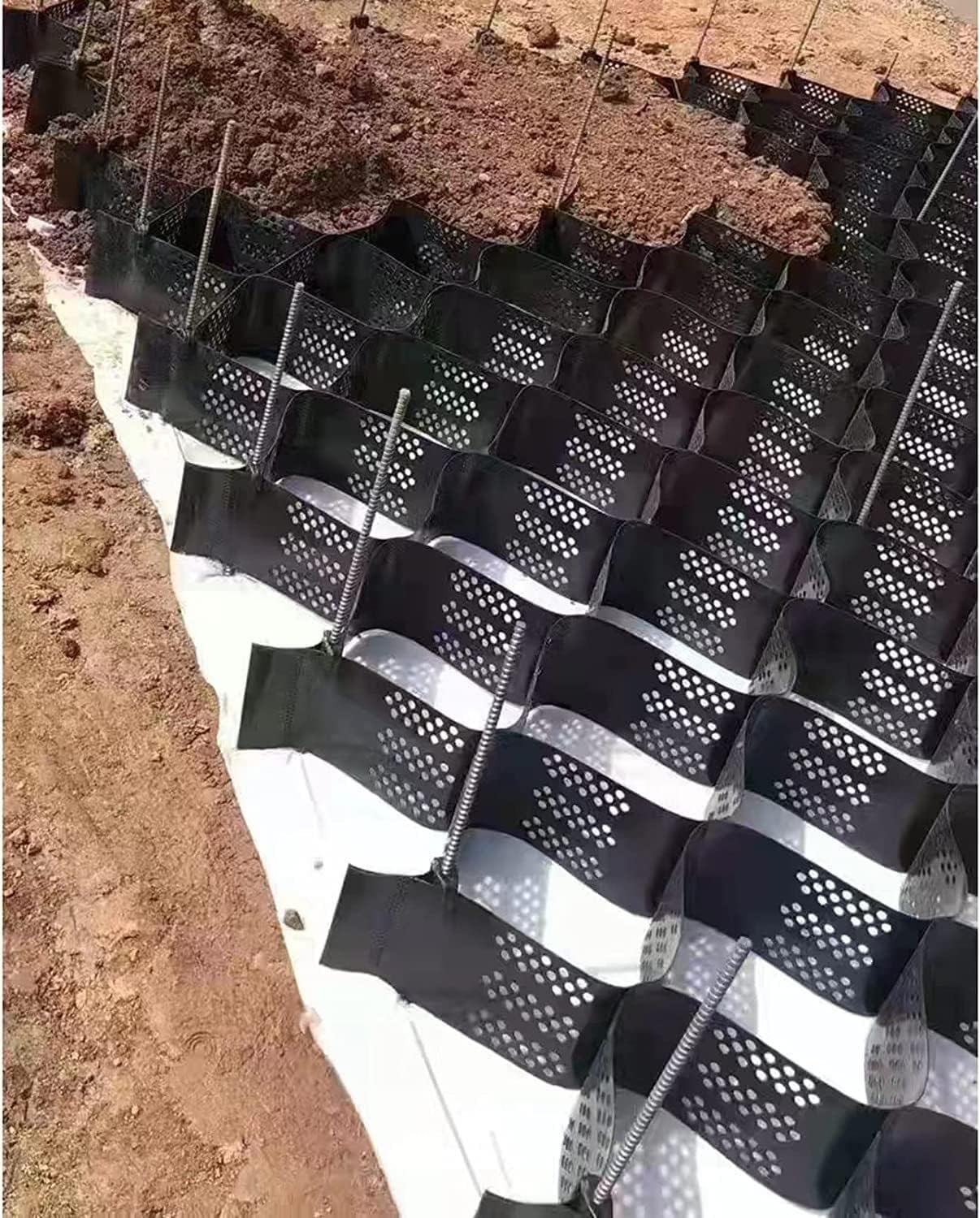 Garden Retaining Wall Geogrid Stabilizer - Permeable Polyethylene Honeycomb Geocell for Slope Erosion Control, Sizes 6x7m to 32.8 ft - Durable Earthwork Solution
