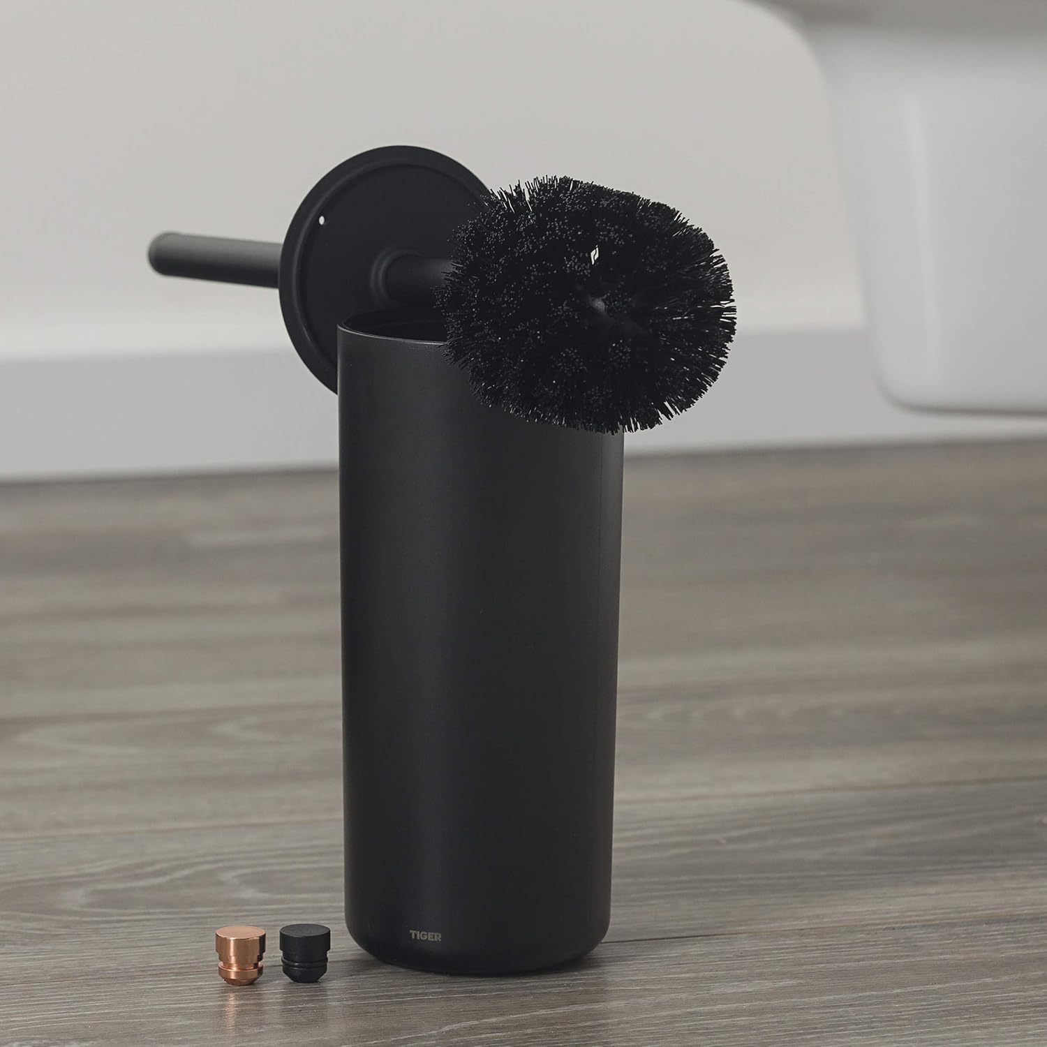 Tiger Urban Toilet Brush and Holder, Stainless Steel, Black, 9.3 x 38.6 x 9.3 cm