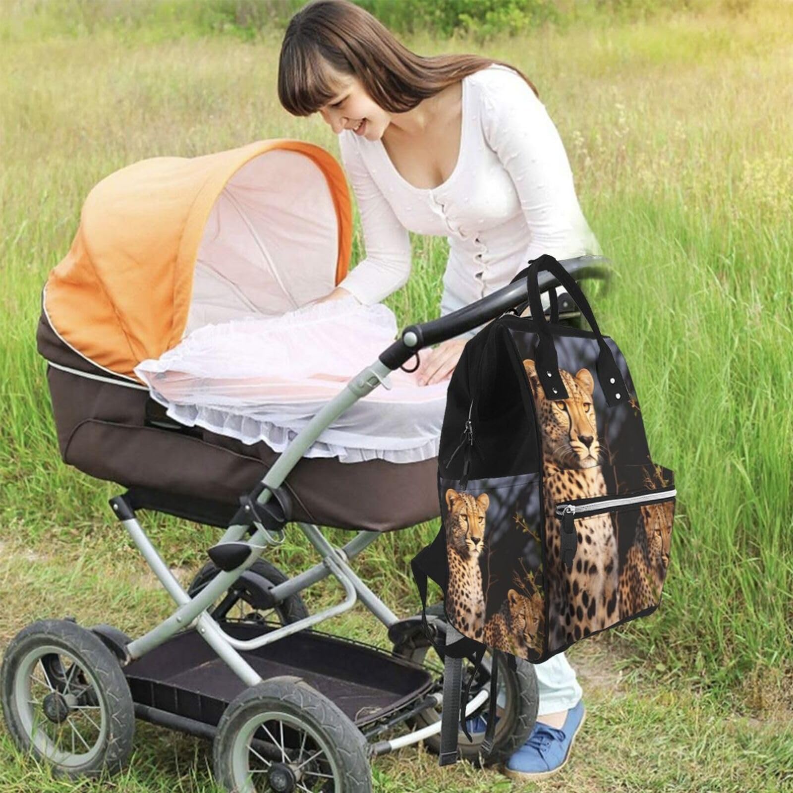 Sac à langer multifonction avec matelas à langer, porte-tétine et sac à dos de grande capacité, sac à dos de voyage pour maman