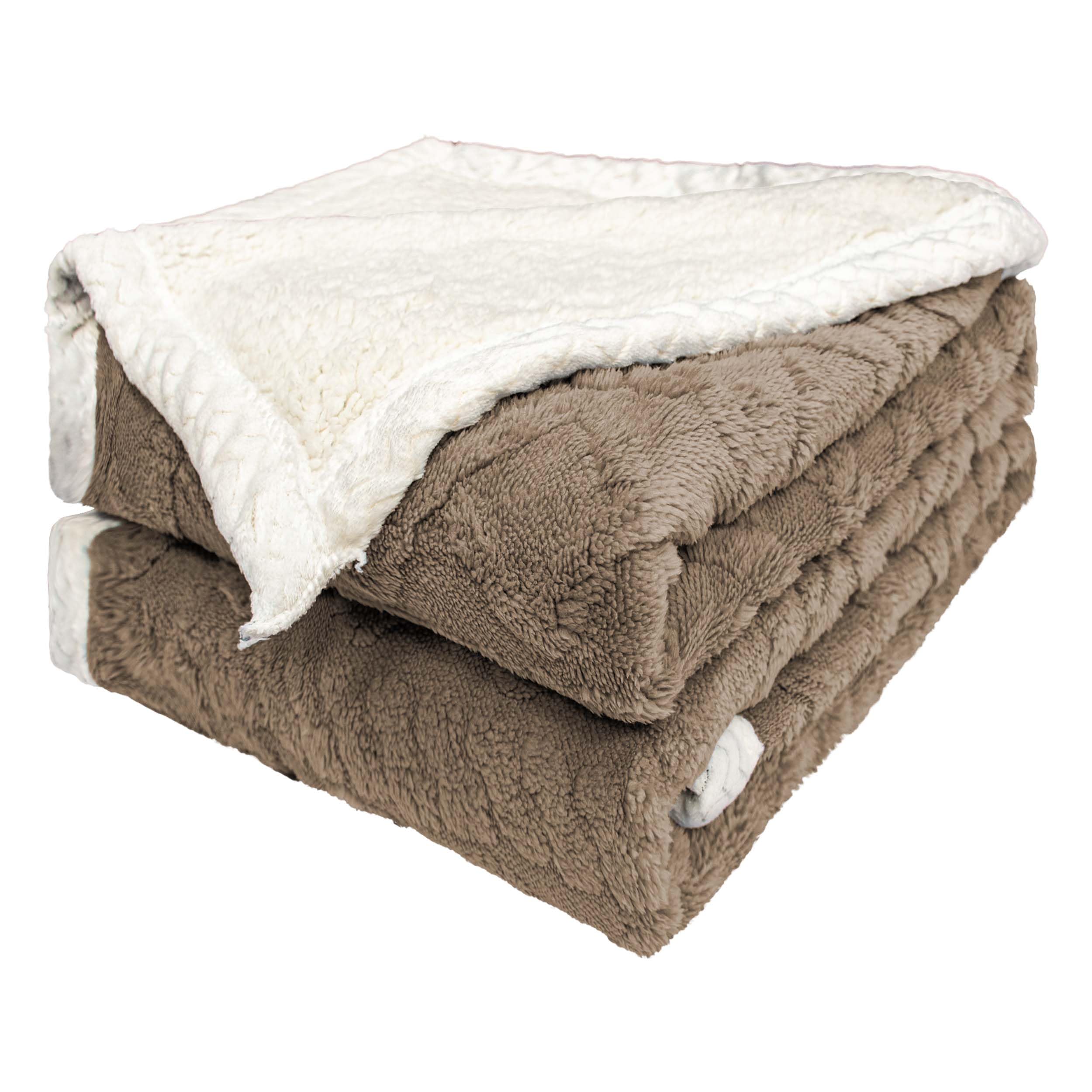 BESCH Sherpa Fleece Sofa Blanket Winter 150x210cm - Double Layer Fleece Blankets Extra Soft, Warm and Thick (Brown)
