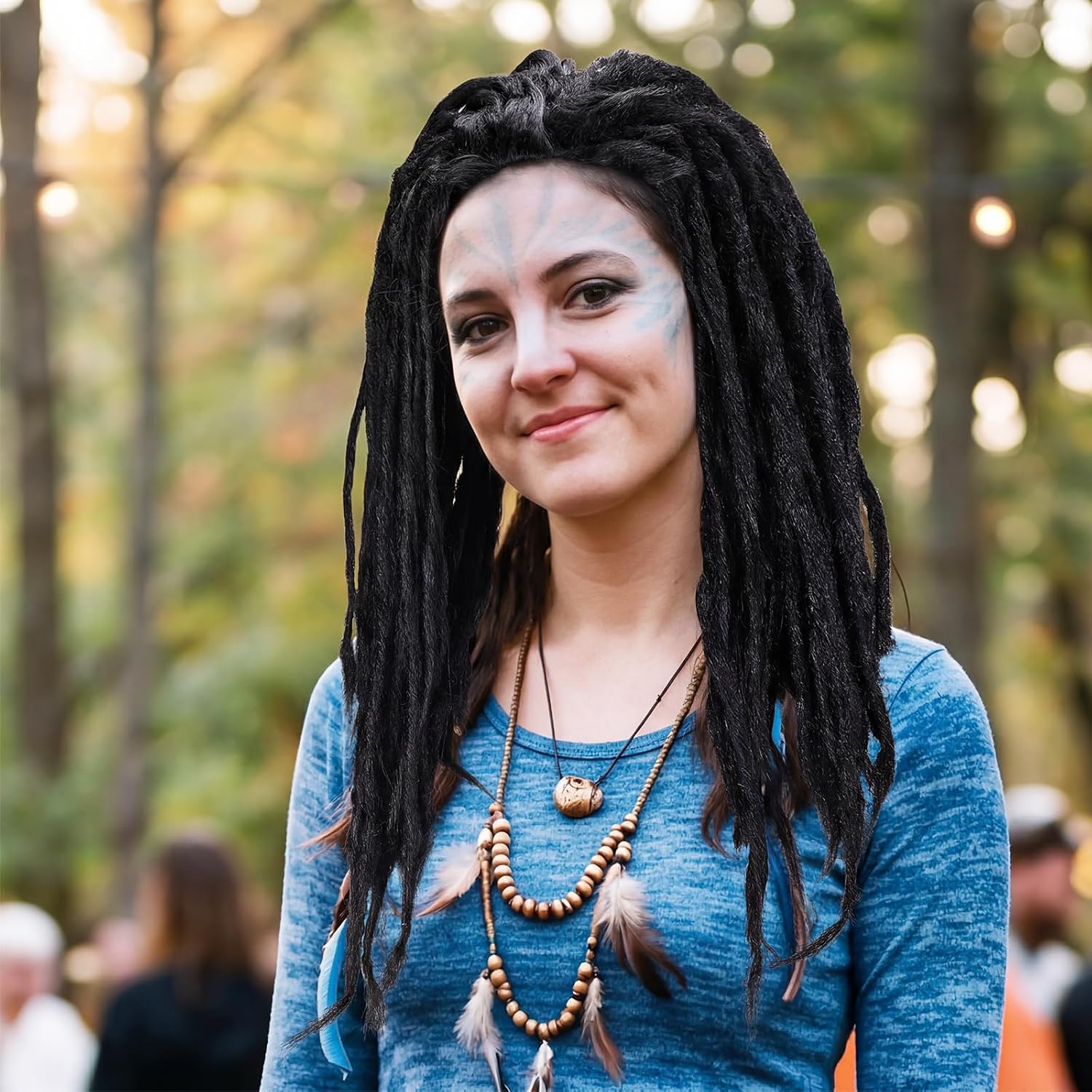Black Halloween Dreadlock Wig for Men Women Cosplay Accessories | Long Tribal Warrior Cosplay Hairpiece, Halloween Fantasy Character Dress up Accessories