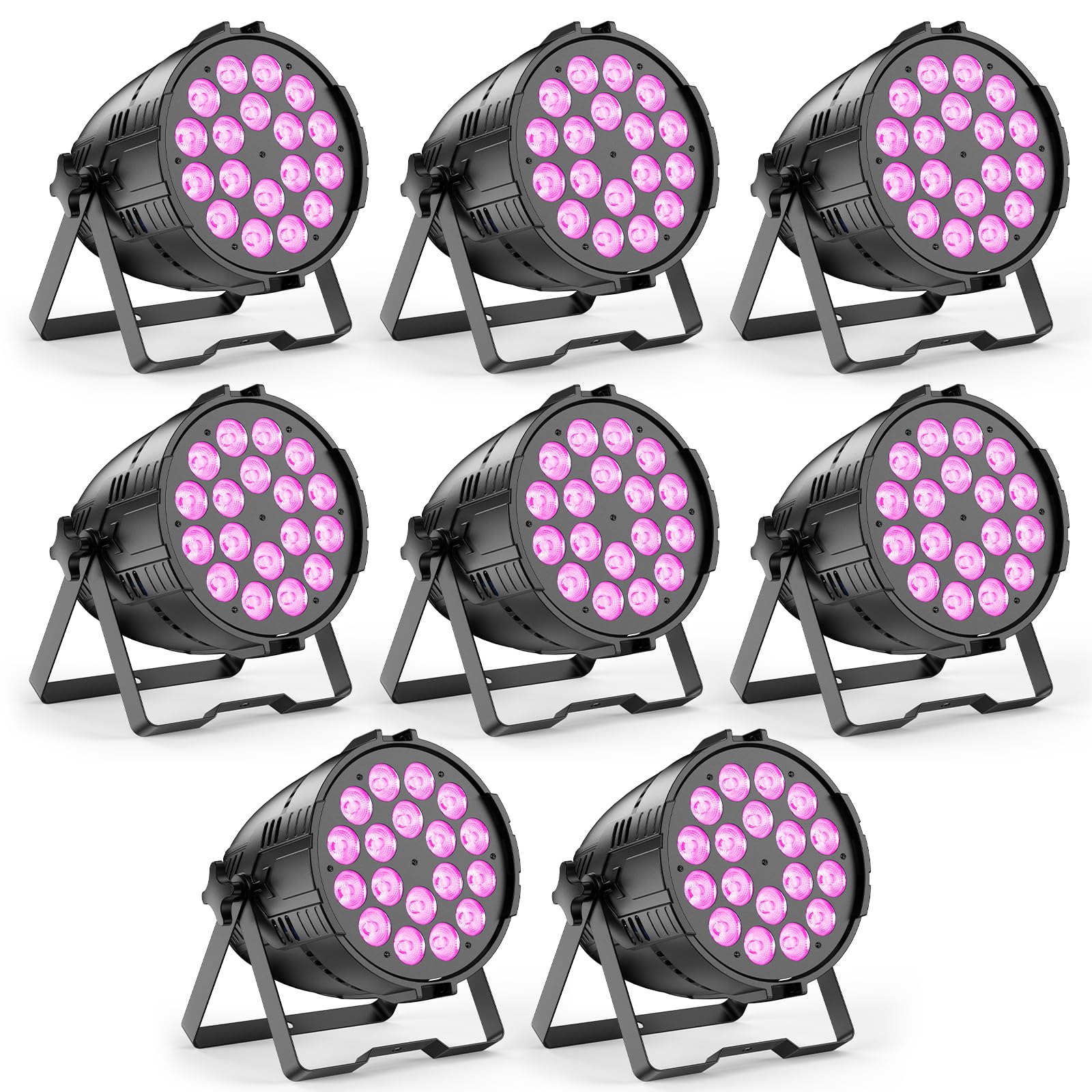 DazzlingStage 200W RGBWAL 6IN1 Par Light with DMX512, Master/Slave, Auto, Sound-activated modes and 25 degree light angle.