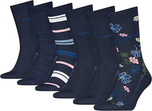 Levi's Men's 6-Pack Fashion Crew Socks, Navy Combo, Medium