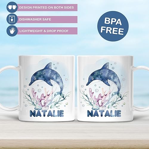 Miniatura 3 de Kids Personalized Dolphin Mug Under the Sea Animals Unbreakable Cup | Dishwasher Safe | BPA Free Childs Party Gift