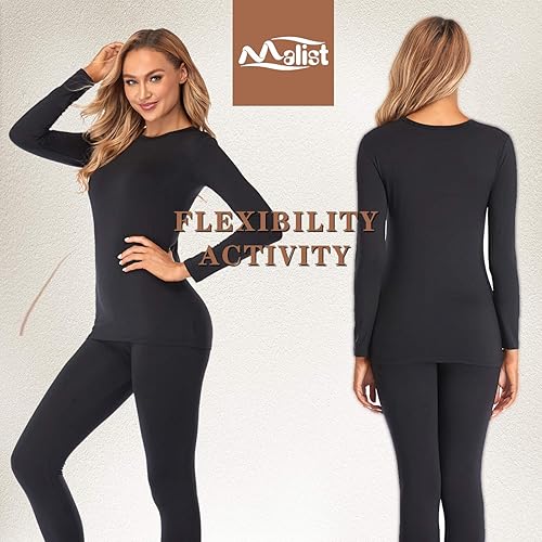 Vista 3 de Malist Ropa interior térmica para mujer, ultra suave, con forro polar