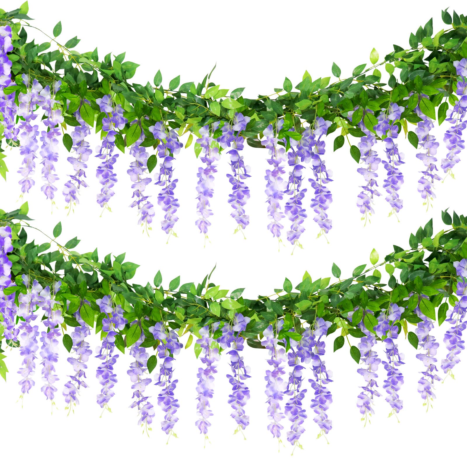 Yueshop 4 x 2,5 m künstliche Glyzinie, Rankengirlande, künstliche Blumen, Kunstpflanze, Kunstblume, für Zeremonie, Zuhause, Hochzeit, Themenpark, Dekoration (lila)
