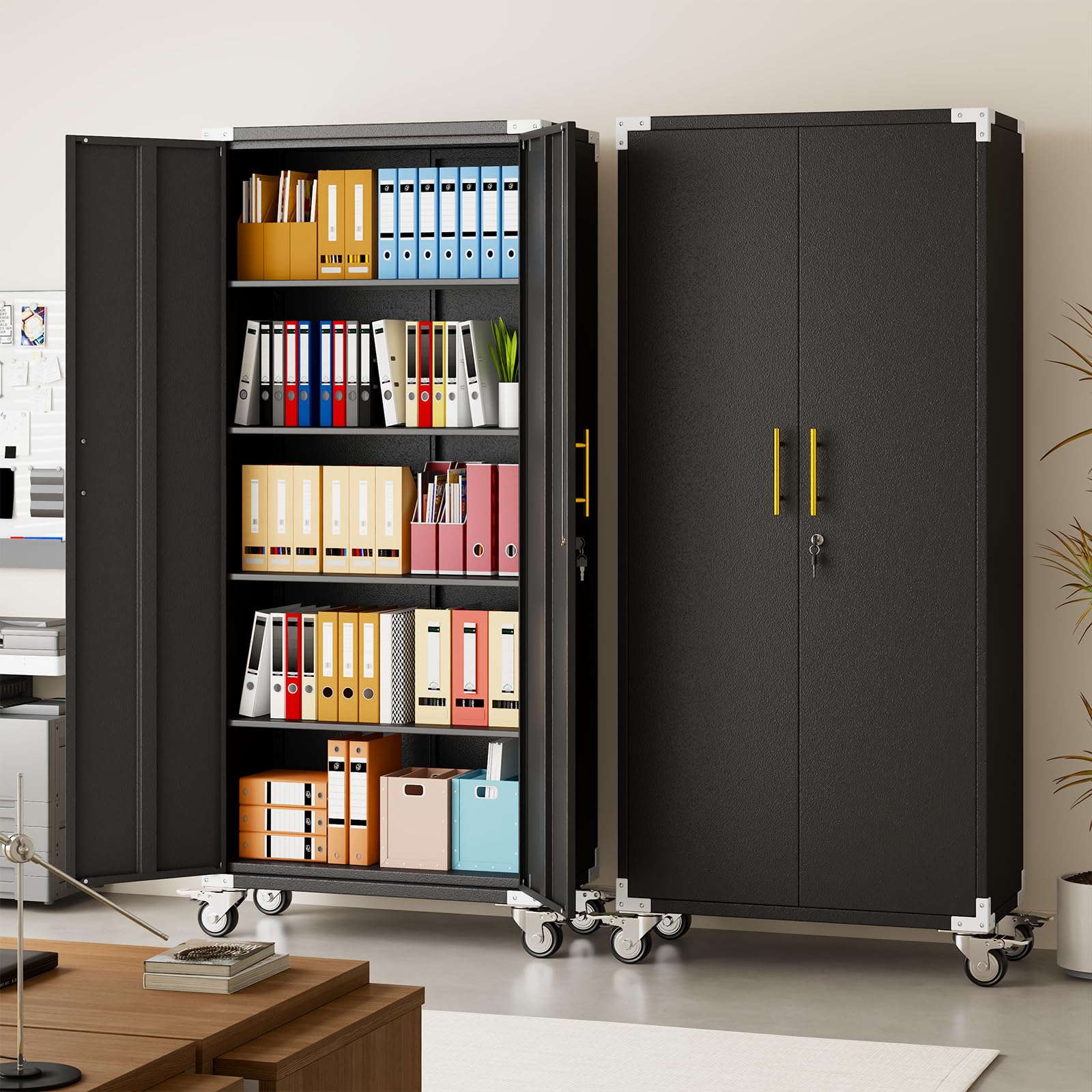 Amazon.com: pozdeg Metal Garage Storage Cabinet with Wheels, 71