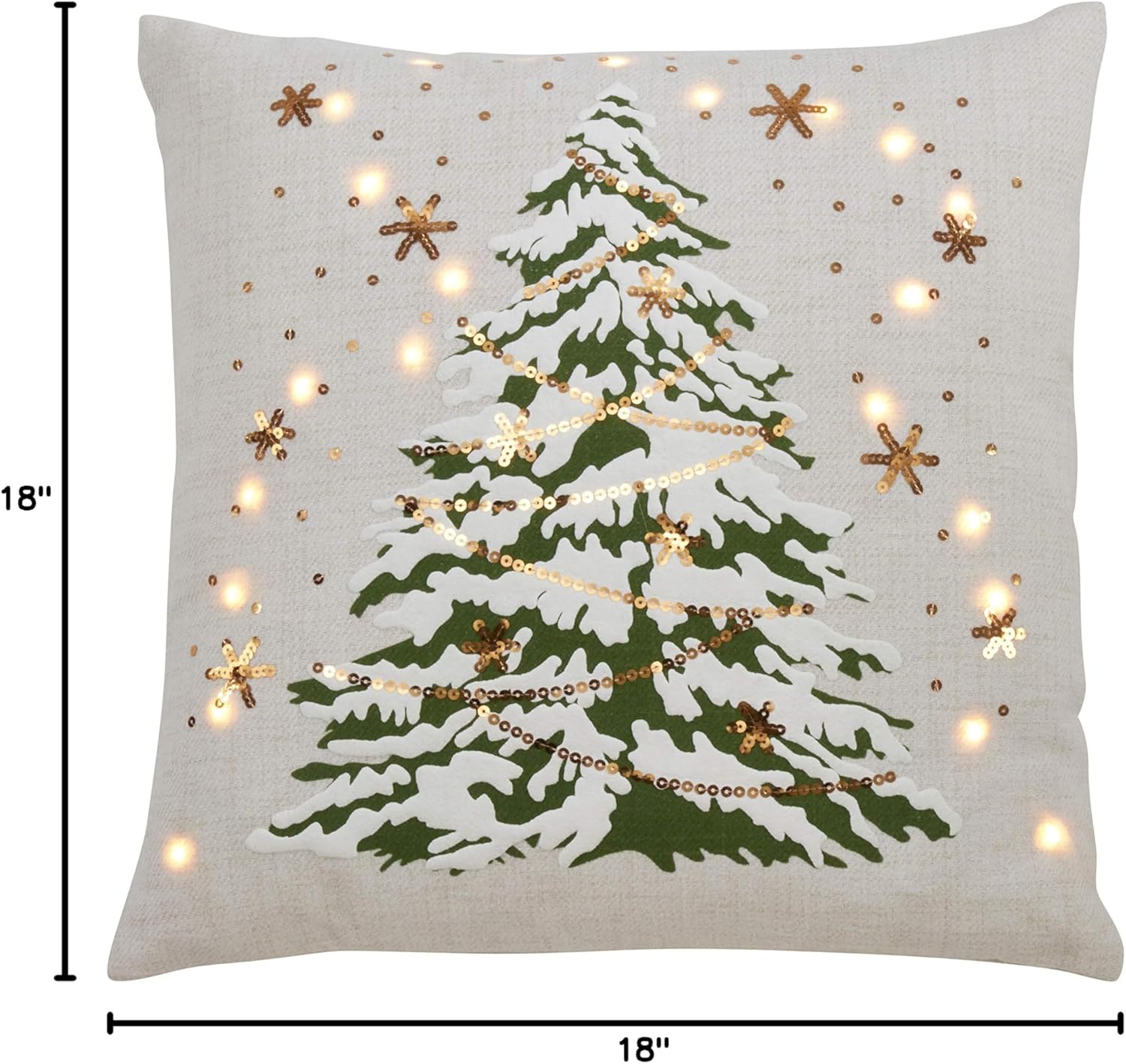 White Square Christmas Tree Pillow with LED Lights