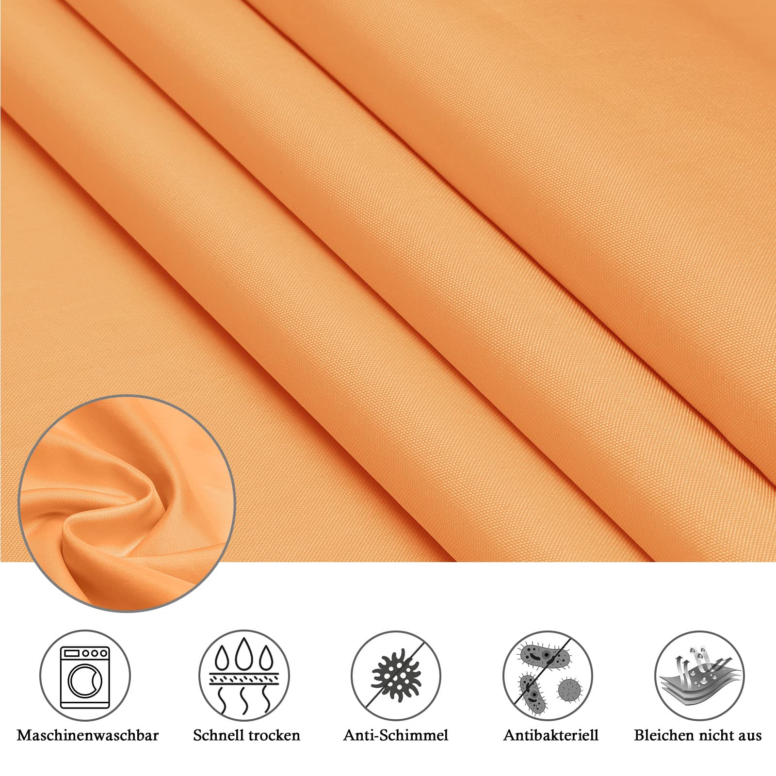 EurCross Cortina de ducha de 180 x 200 cm, tela de baño, cortina de baño para bañera y ducha, cortina de baño naranja de tela de poliéster, antimoho, impermeable y lavable con 12 anillas