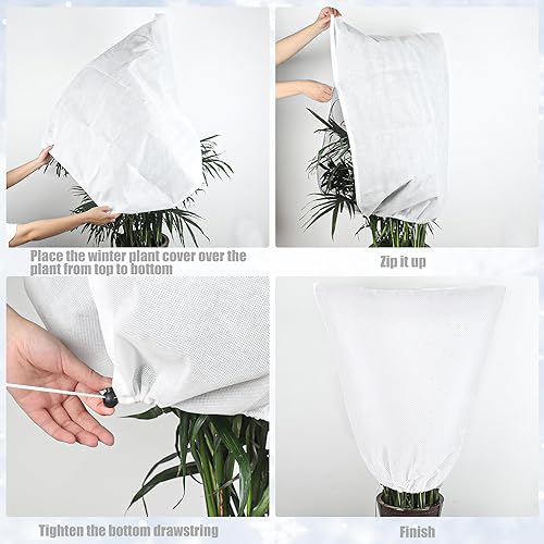 Miniatura 4 de Cubiertas para plantas, protección contra congelación, bolsas de protección contra heladas de invierno, reutilizables, tela no tejida para plantas