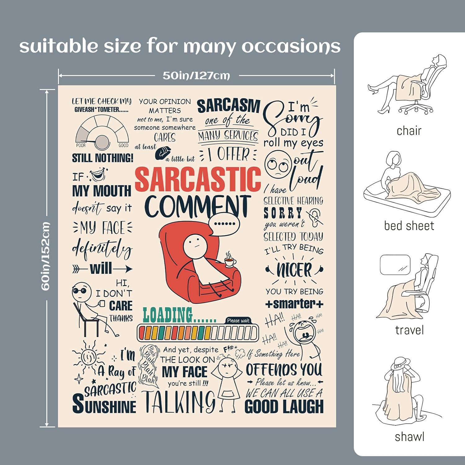 Funny Blanket, Funny Birthday Gifts for Women, White Elephant Gifts for Adults, Funny Gifts for Friends Coworker, Sarcastic Gift for Woman, Sarcastic Comment Blanket 60”x50” - Image 4