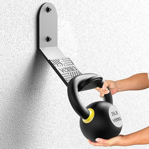 Miniatura 5 de veimia Kettle Bell Wall Rack, Wall Mounted Kettle Bell Storage Hanger, Gym Storage Mount for many Size Kettlebell, Kettlebell Rack with rubber mat