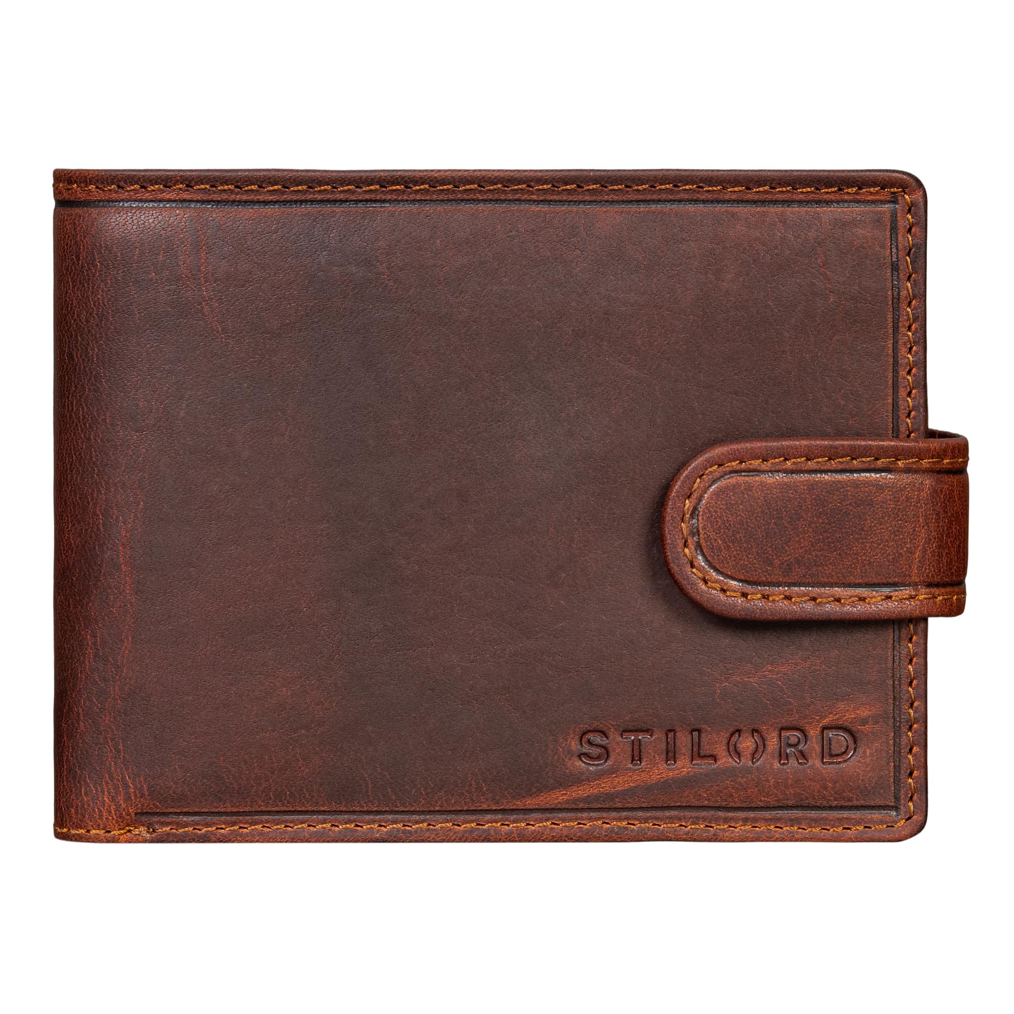STILORD "Larry" Skórzany portfel męski ochrona RFID portfele skórzane portfele retro portmonetki męskie prezenty dla mężczyzn portfel RFID portfel Kolor:kara - koniak