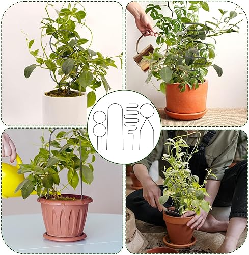 Miniatura 7 de 4 piezas de enrejado pequeño de metal para plantas en macetas de interior, mini enrejado negro para plantas trepadoras de interior, enrejado de