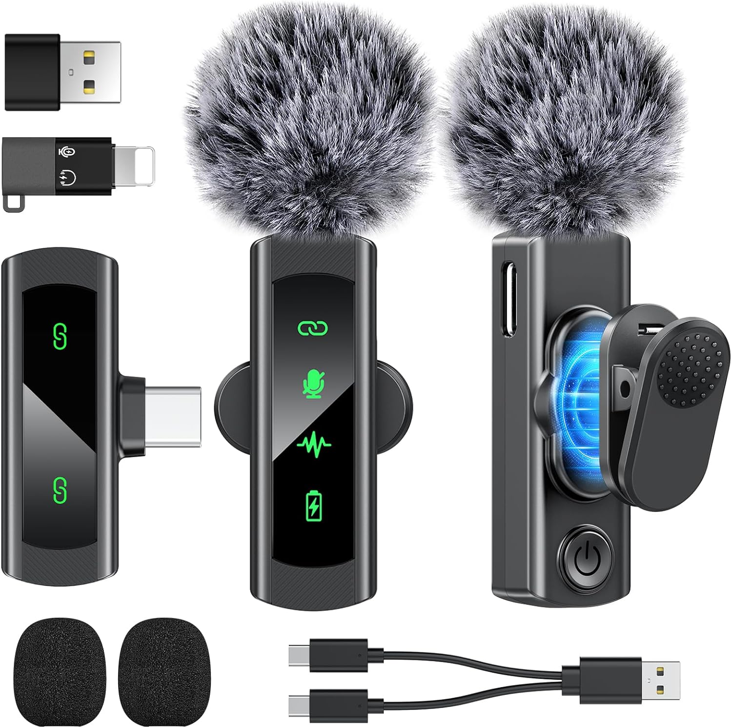 USB C Wireless Lavalier Microphone for iPhone 15 16/Android, Mini Microphone for Android with Noise Reduction, Lapel Magnetic Clip-on Mic for Recording Content Creator Vlog Tiktok YouTube (USB TPYE-C)