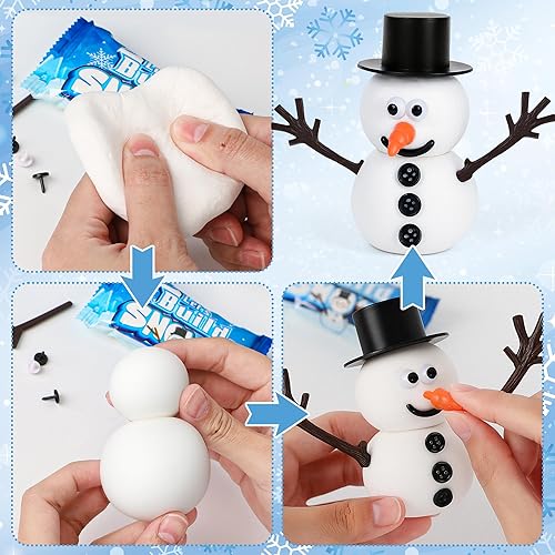 Miniatura 7 de Paquete de 12 unidades para decoración interior de muñeco de nieve, manualidades de Navidad, kit de fabricación de muñeco de nieve para niños,