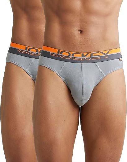 Jockey FP02 Men's Super Combed Cotton Rib Solid Brief with Ultrasoft Waistband (Pack of 2)