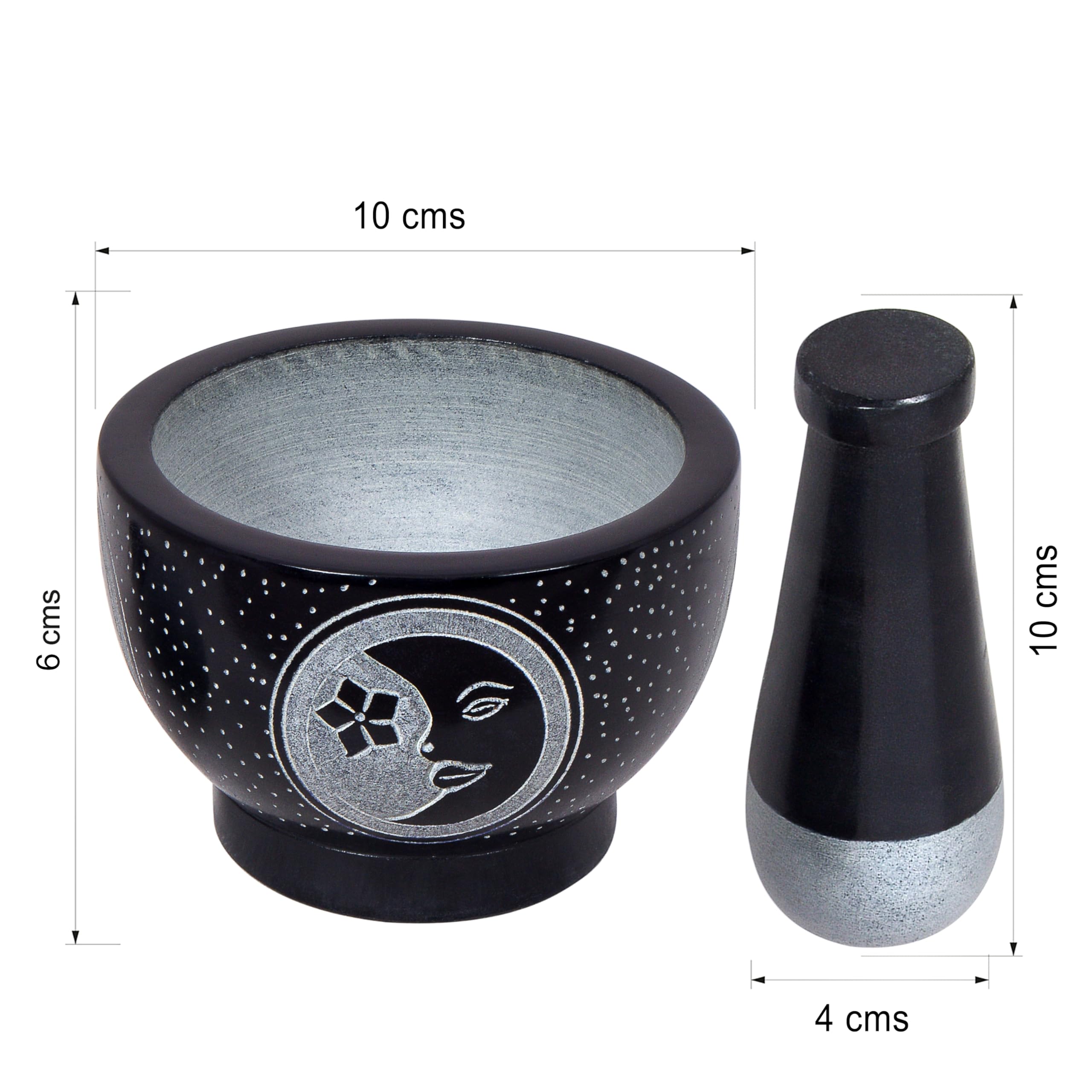 Divit Shilp Mortar and Pestle, Made of Heavy Duty Polished Hard Stone, Natural Stone Grinder for Spices Pastes, Herbs - Image 3