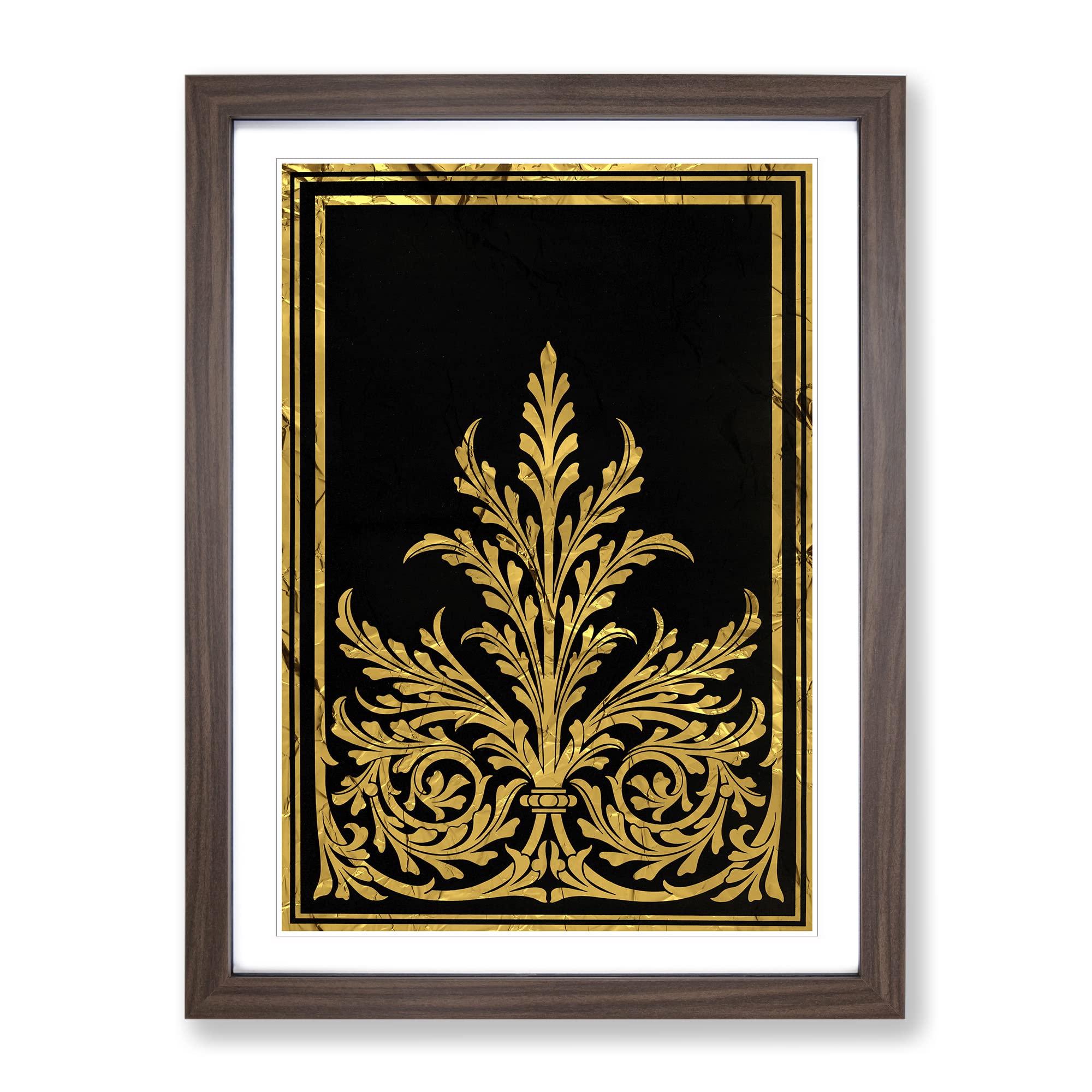 Golden Foil Relief Modern Framed Wall Art Print, Ready to Hang Picture for Living Room Bedroom Home Office Décor