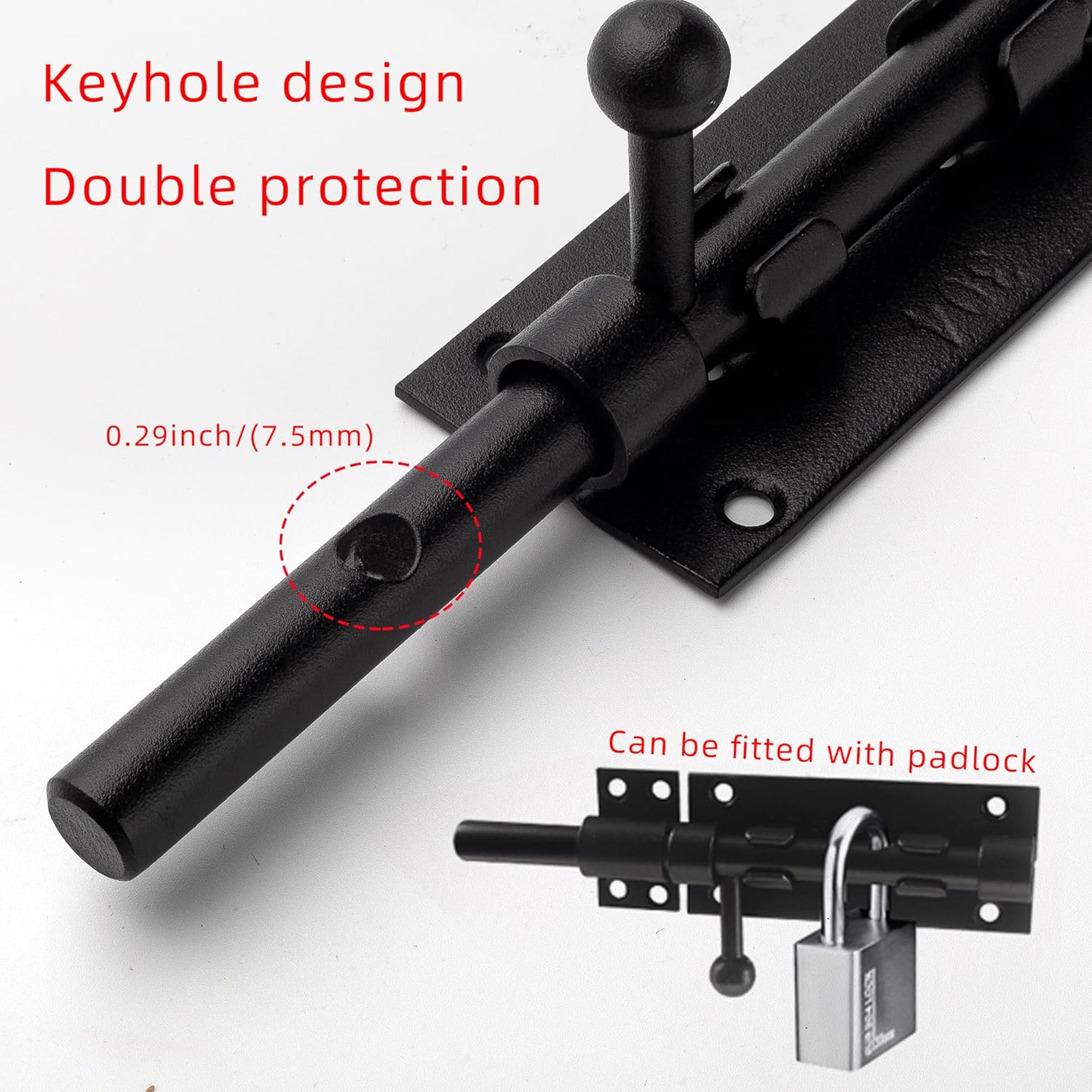 Heavy Duty 304 Stainless Steel Gate Latches,for Wooden Fences,Metal Gates Doors Stopper,Padlock Latches Heavy Duty Barrel Bolts Safety,Yard Door，Barn Door Slide Bolt (White, 6.3in)