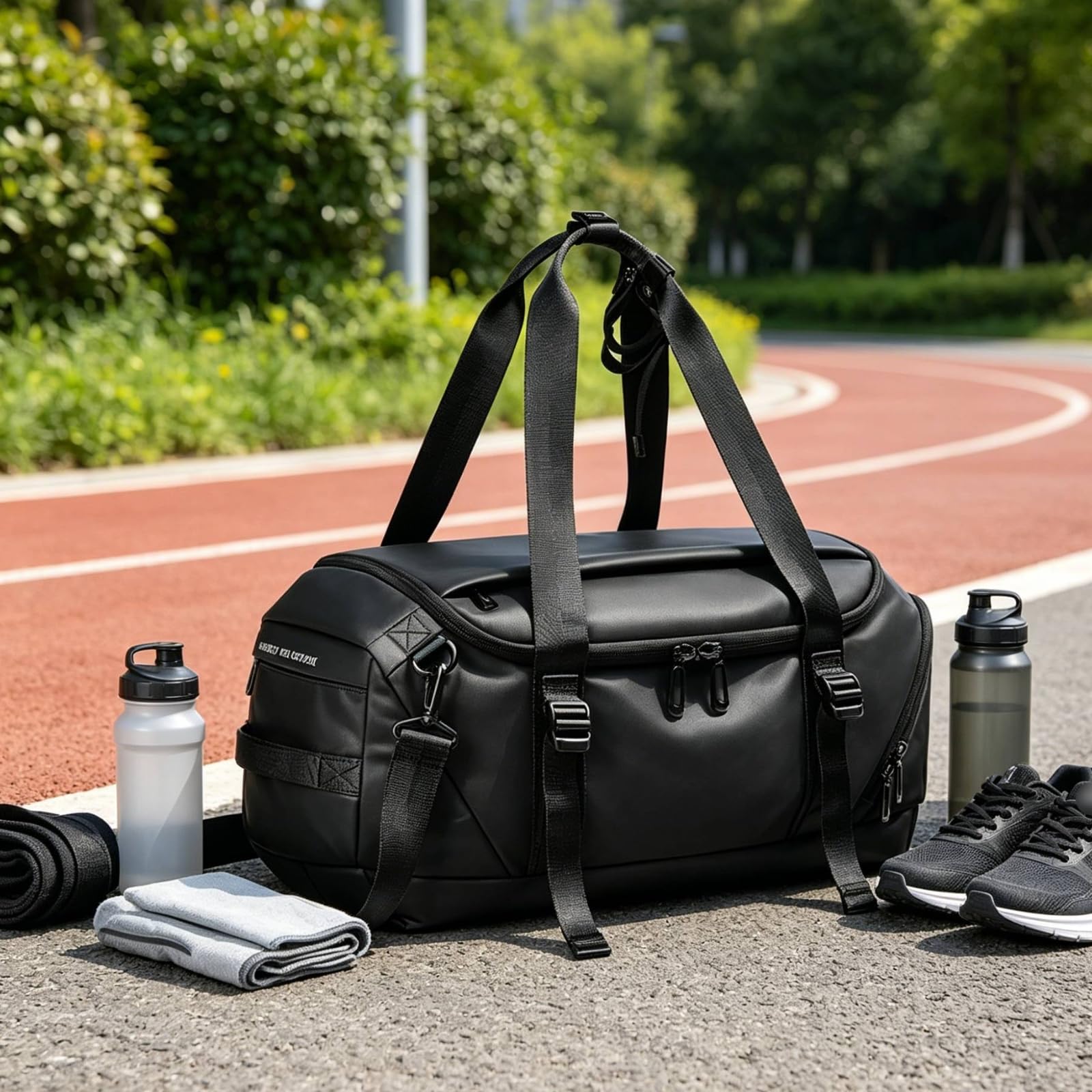 Herren Sporttasche Reisetasche Rucksack Umhängetasche Multifunktionale Tragetasche mit Schuhfach Wasserabweisend Und Formstabil aus Polyester für Fitnessstudio Sportplatz Kurztrips