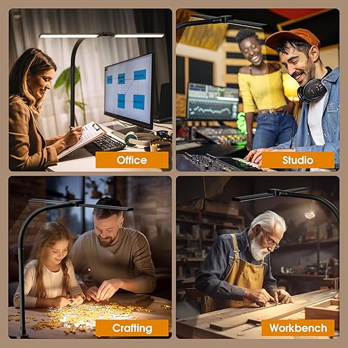 Miniatura 8 de Lámpara LED de escritorio para oficina en casa, luz de escritorio para computadora con abrazadera, iluminación giratoria para computadora con cambio