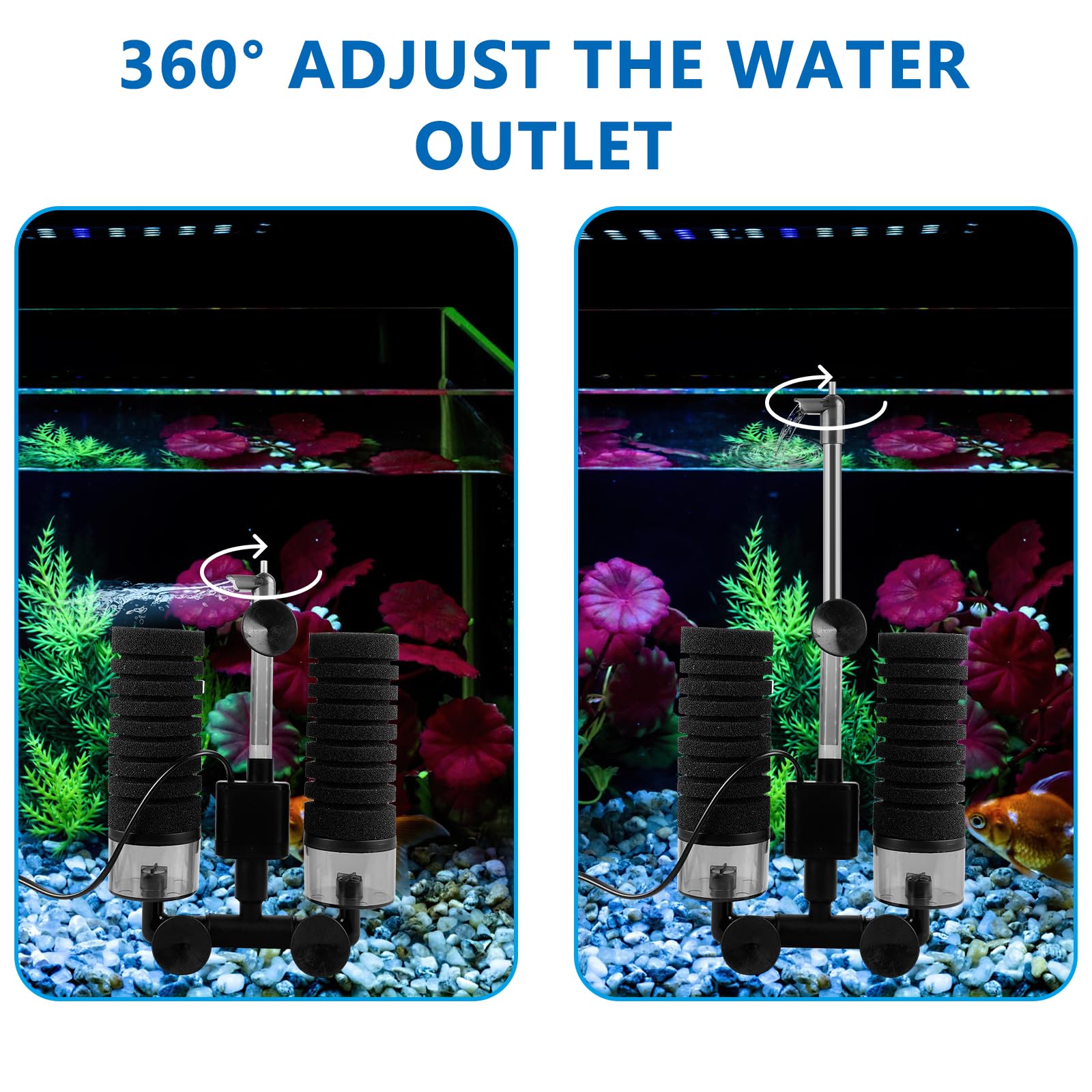 Filtro in spugna per acquario, filtro in schiuma silenziosa, filtro per acquario con sfera filtrante, filtro elettrico per acquario, filtro a doppia spugna, filtro per acquario, filtro meccanico
