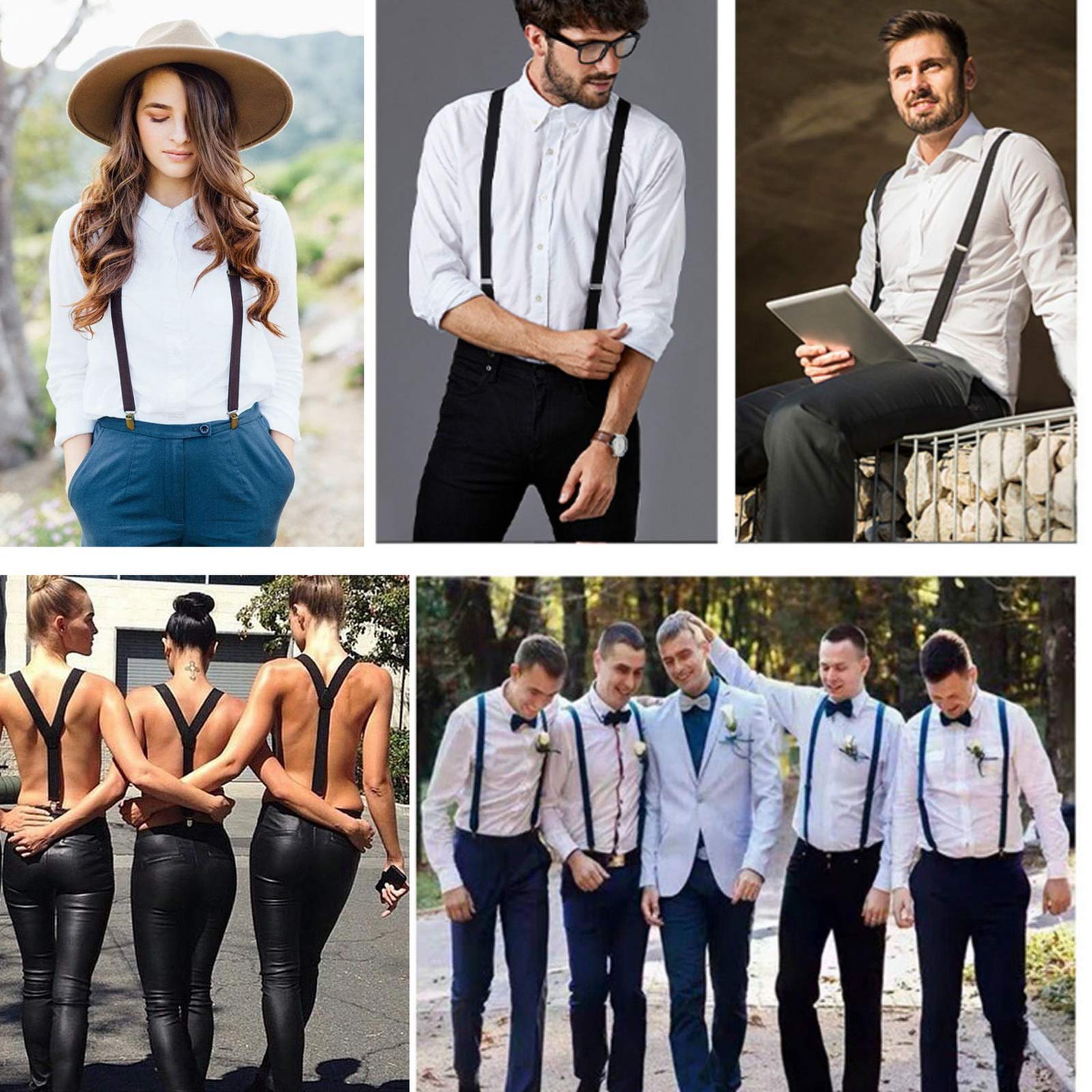 Tirantes de 25 mm de ancho para hombre, resistentes, ajustables y elásticos en la espalda en Y para pantalones informales y formales.