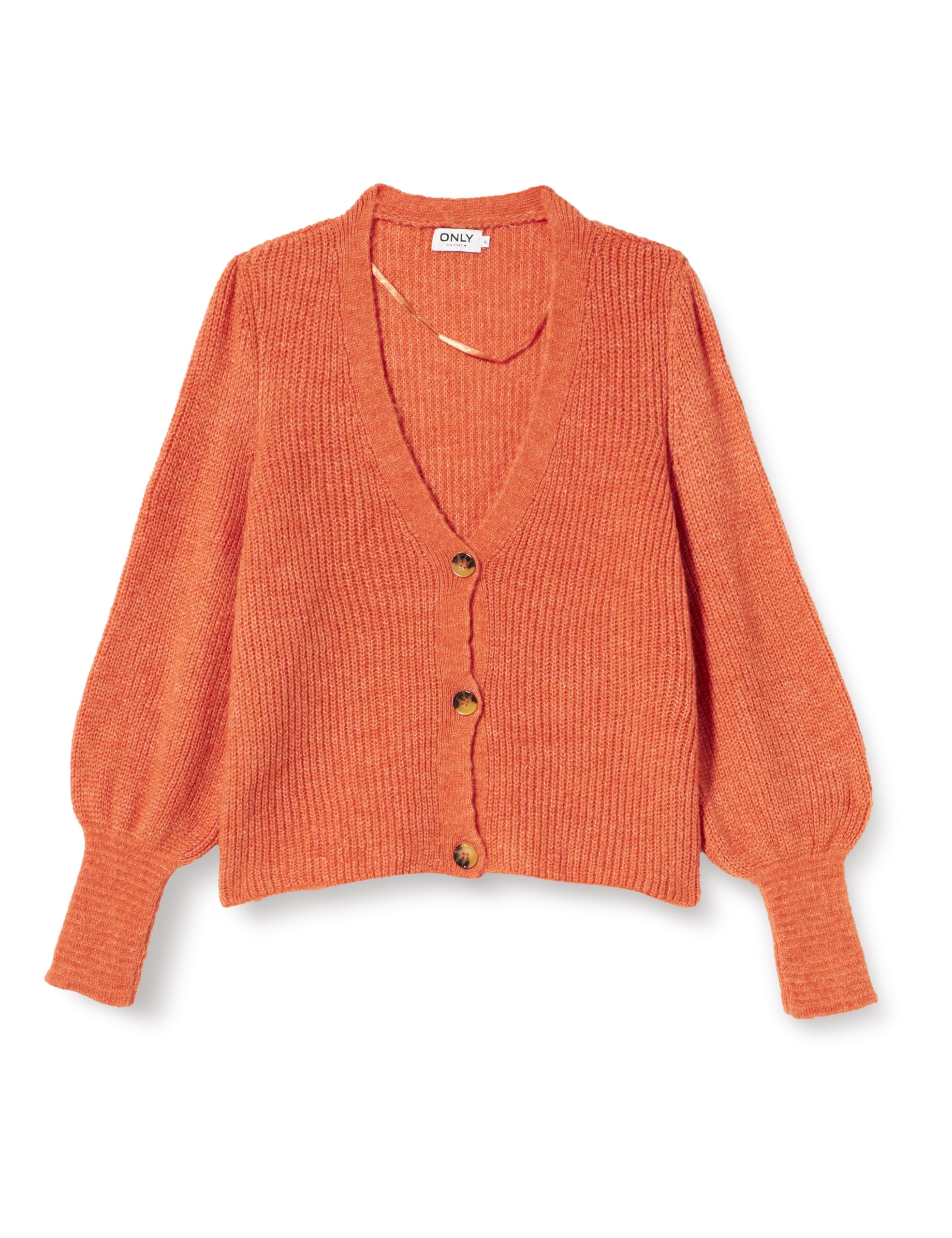 ONLY Women's Onlclare L/S Cardigan KNT Noos Sweater, Tigerlily/Detail: Melange, S