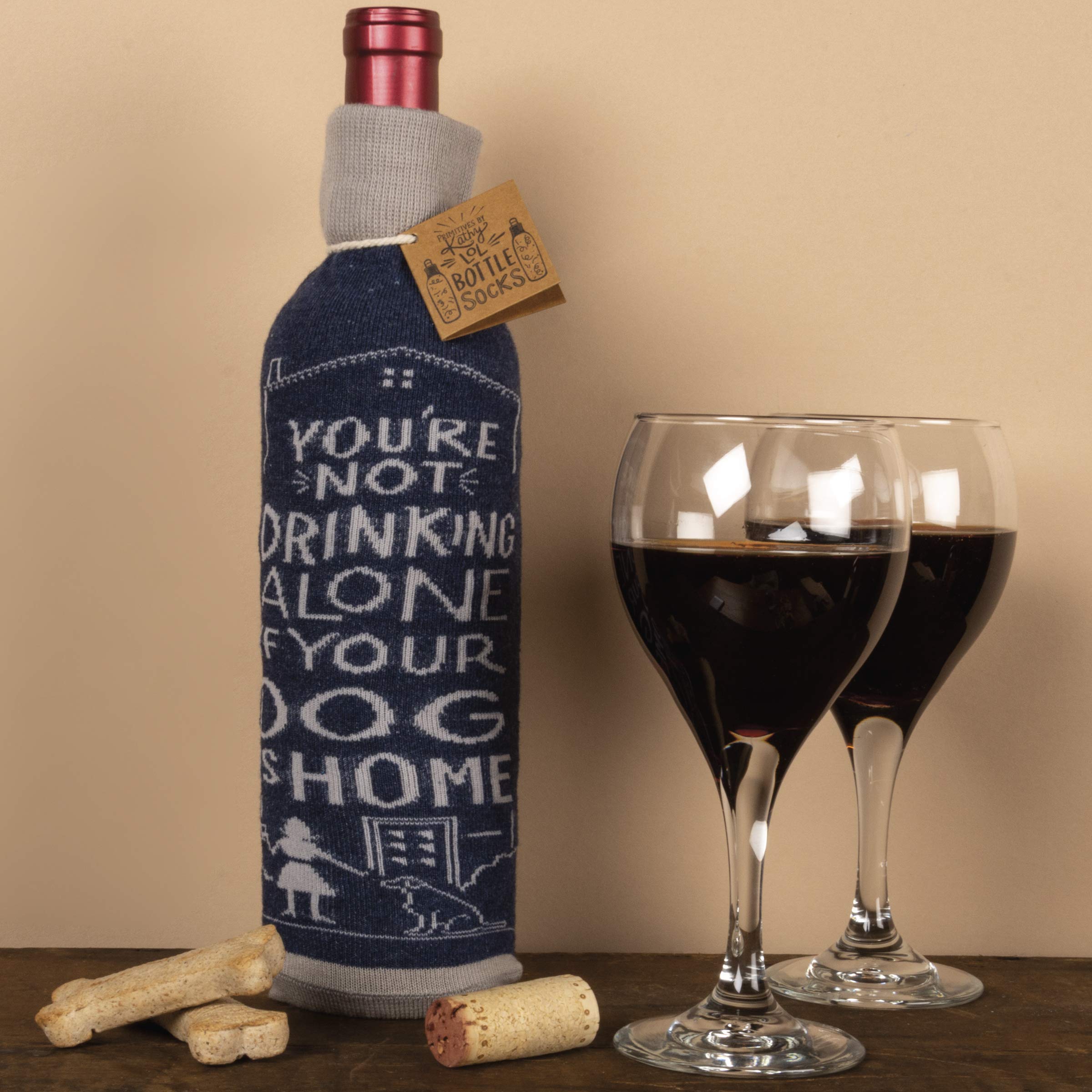 Wiederverwendbare Flaschensocke – Spruch \"Good Friends And Wine Are Cheaper Than Therapy\"