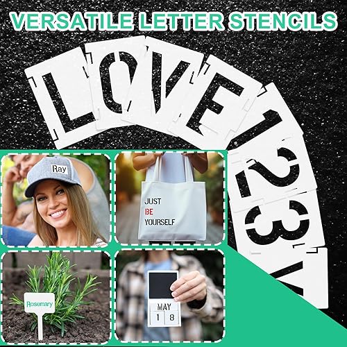 Vista 13 de Augshy Plantillas de Halloween, paquete de 56 plantillas de pintura de calabaza, plantillas de plástico para pintar sobre adornos de madera