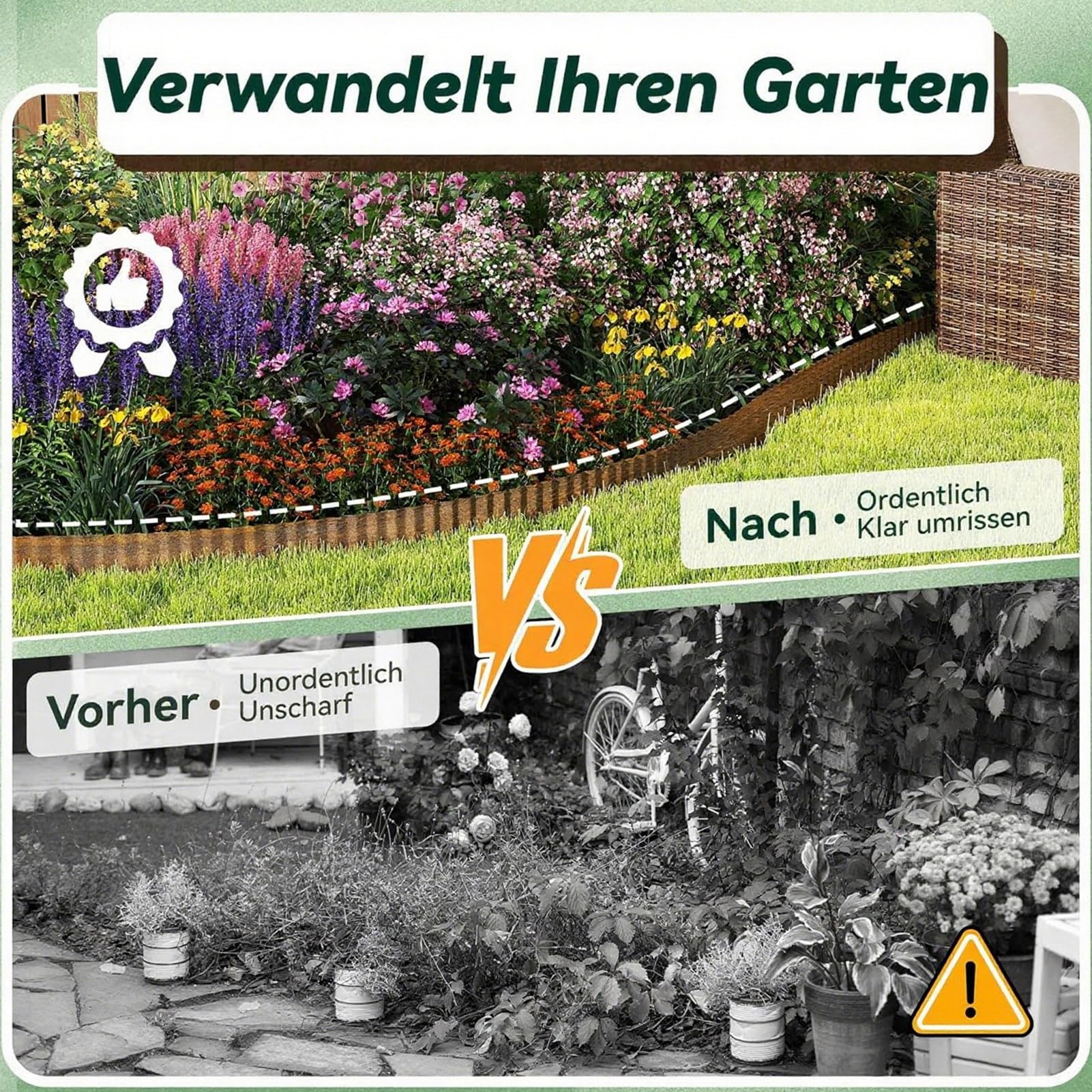 Bordatura per Esterni da Giardino Recinzione Flessibile Ondulata A Punta Di | Bordo Per Prato Per Esterno, Aiuole, Patio, Vialetti Di , Aree Giochi E Pareti Piscina