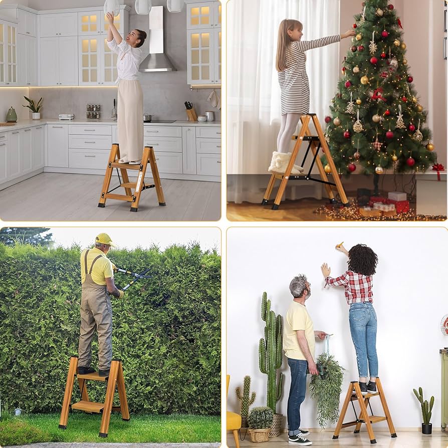 Scala A Pioli KULACO 3 Gradini | Pieghevole In Alluminio | Portatile E Antiscivolo