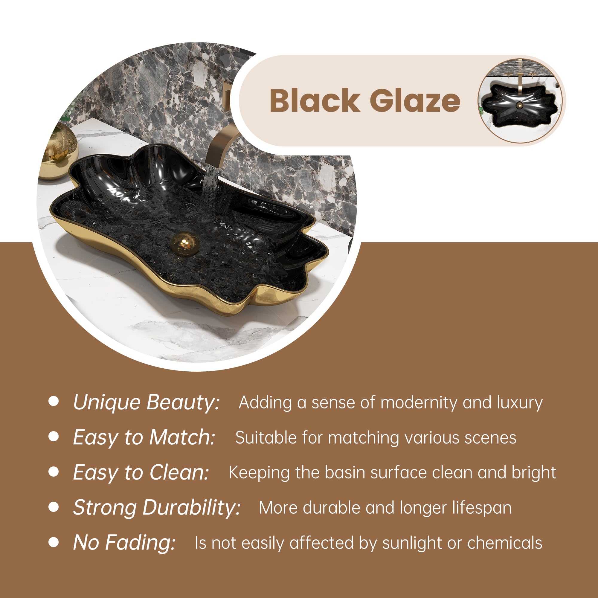 Amazon.com: MEJE 24 英吋(約24 公分)獨特的蓮葉花朵形狀浴室水槽,檯面