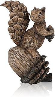 GoGnome Handcrafted Resin Squirrel Figurine on Pinecone - 8'' Woodland A...