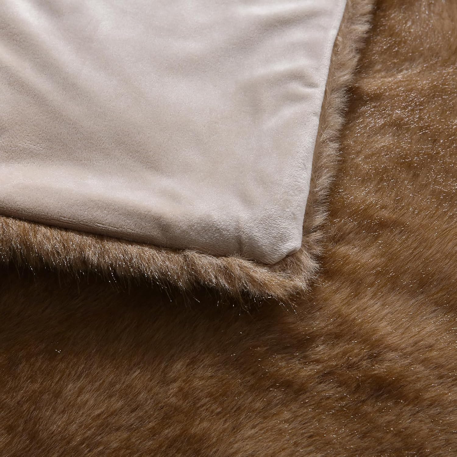 MERRYLIFE Luxury Thick Plush Faux Fox Fur Throw Blanket Warm Furry Cozy Soft Decorative Blanket Use for Couch Bed Travel Winter (PaleBrown,50" 60") - Image 6