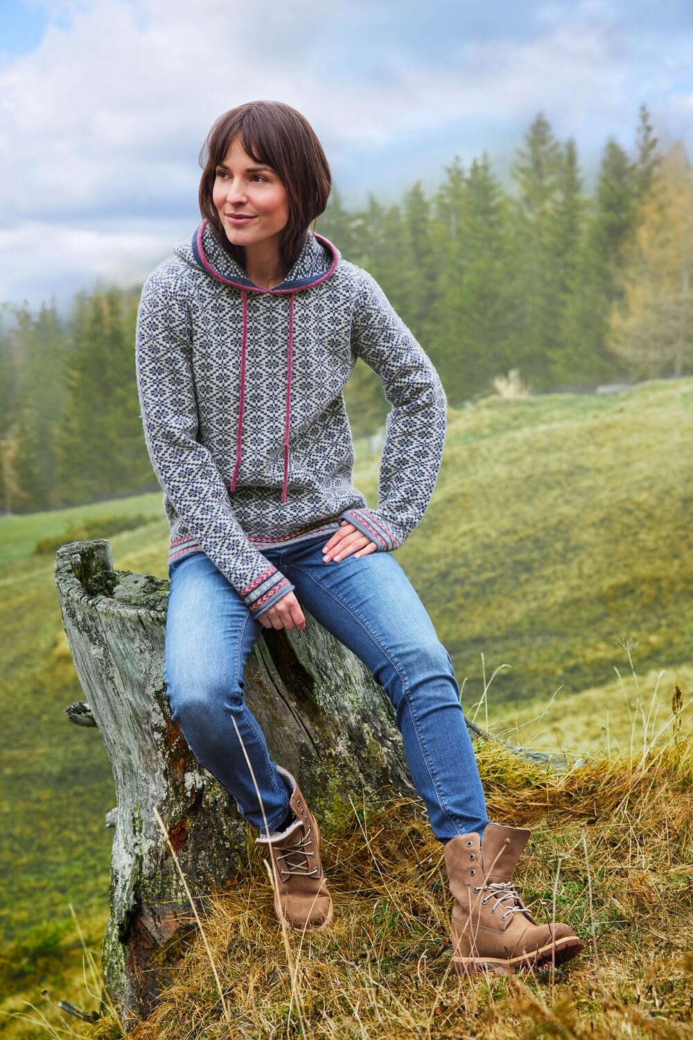 Jacquard-Kapuzenpullover