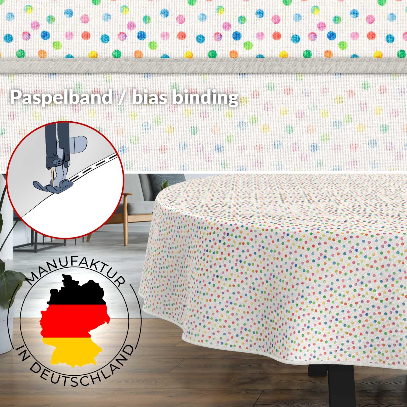 ANRO Mantel de Mesa Tela 70% Algodón 30% Poliéster | Diseño Mimi | Rectangular Ovalado Redondo | Fácil Limpieza 220x140 cm