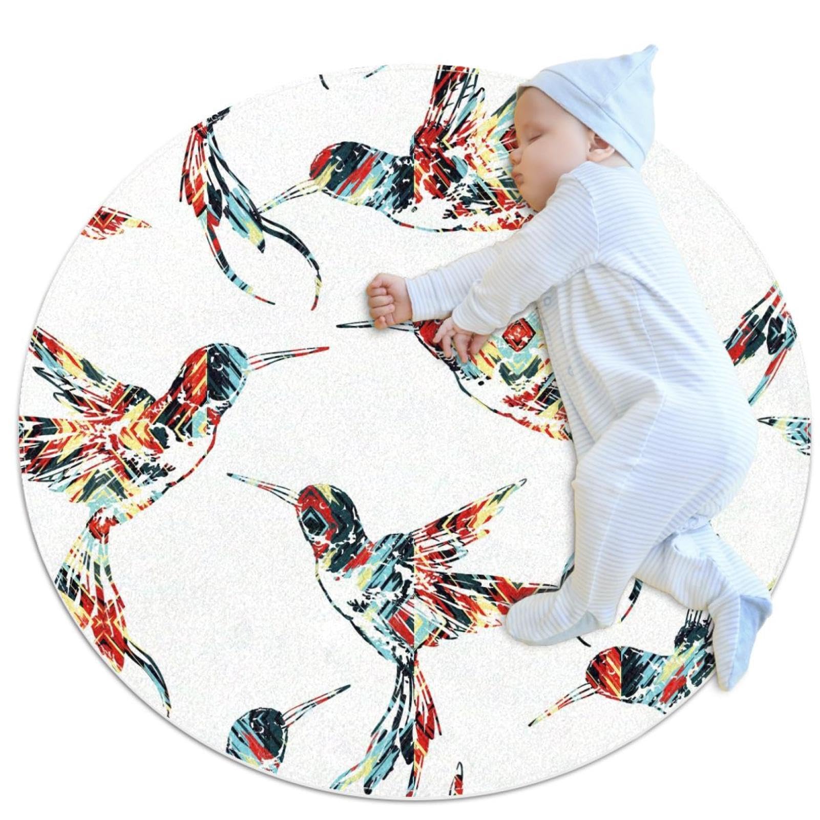 Tapis de salle de bain colibris anti-glisse rond pour canapé
