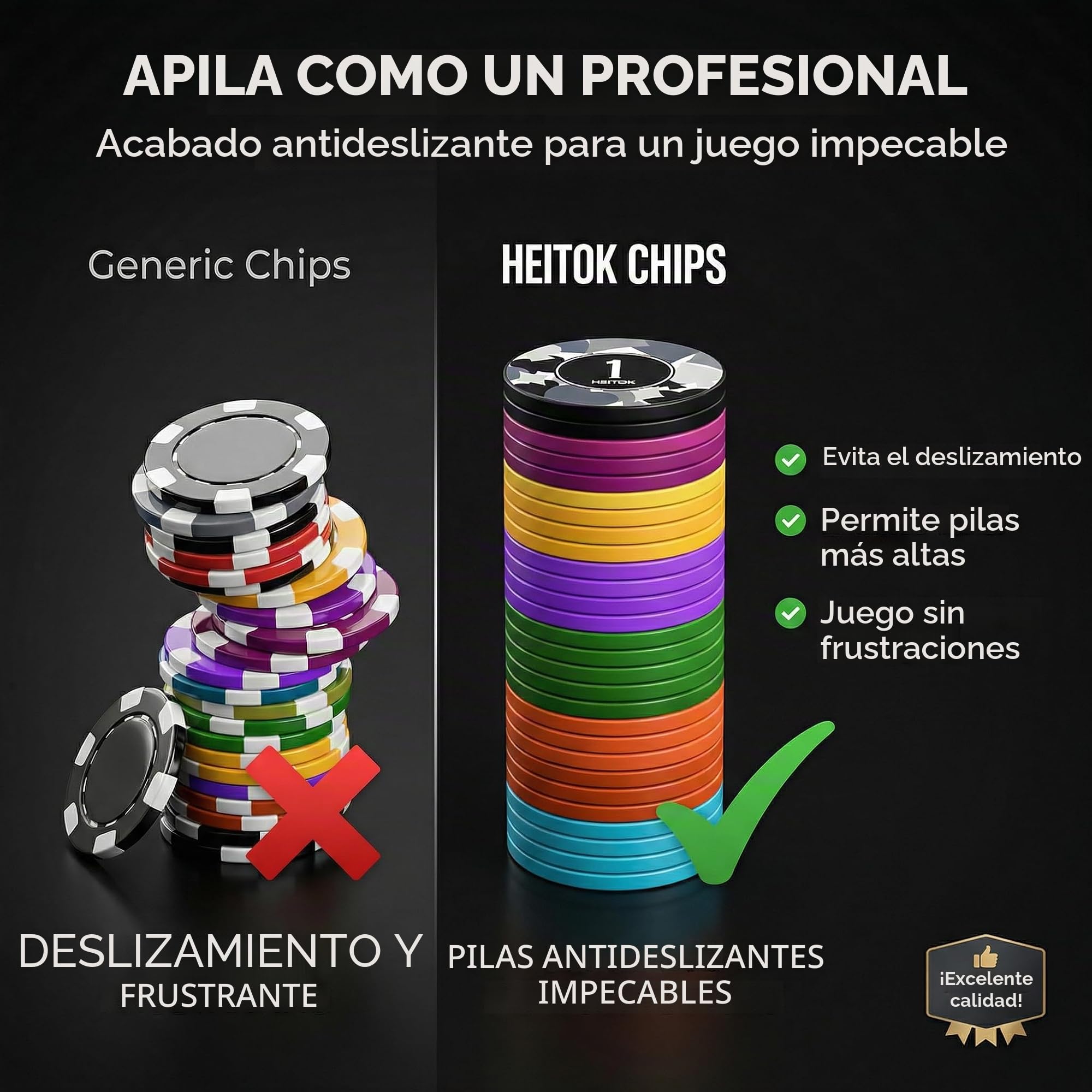 HEITOK Maletín de Póker Profesional 300 Fichas Numeradas 11.5g Peso Casino - Estuche Aluminio Reforzado, Botón Dealer y Barajas para Texas Holdem