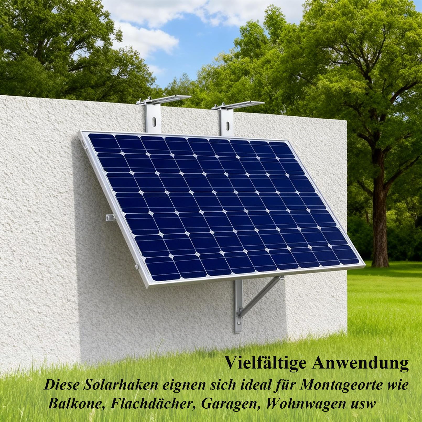 Supporto di montaggio per pannello solare, larghezza regolabile (6-18 cm), in acciaio inox 304 e morsetto universale per pannello solare, per centrali elettriche da balcone e ringhiere (4 pezzi)